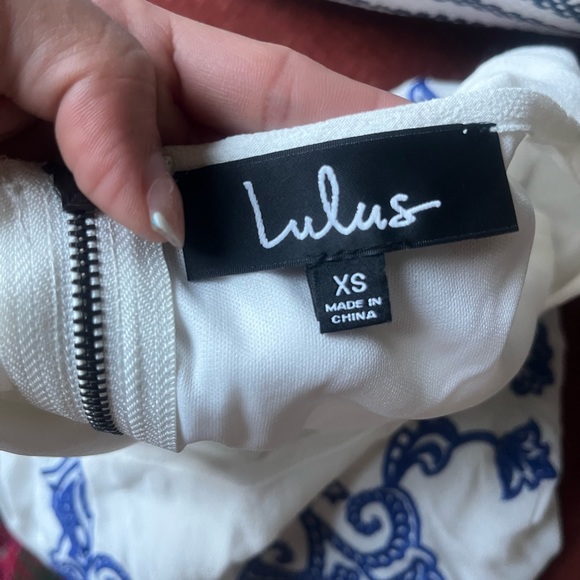 Lulus Tale to Tell Blue and Ivory Embroidered Shift Dress. - Picture 10 of 10